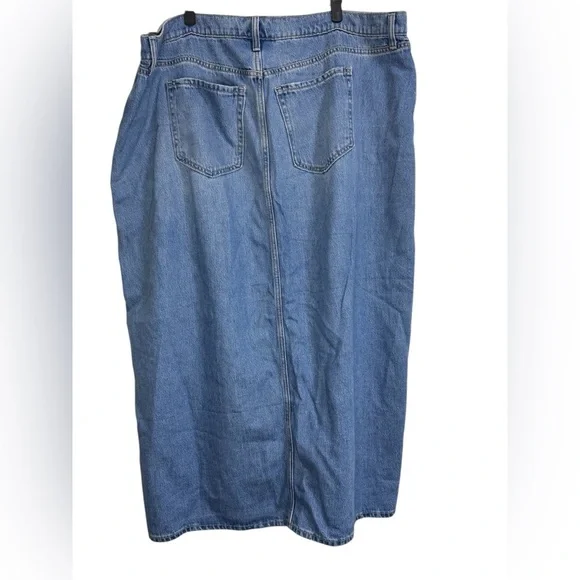 Old Navy Blue Denim Maxi Skirt Women’s 20 Long Jean Skirt Front Slit Y2K Style - Picture 3 of 3